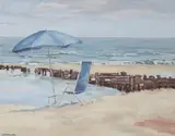 Laura Bryn Winslow, Deauville Beach, Oil on canvas