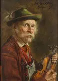Goerg Roessler, The Musician, Oil on panel