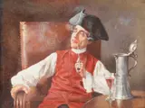 Tito Lessi, DER RAUCHER, identified and titled verso, Oil