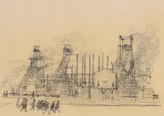 Untitled by Paul Hogarth, pencil on coloured paper 36 x 49.5cm In the early 1950s, sold Apr 2023