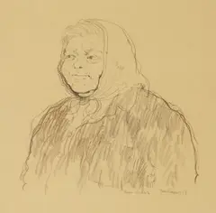 Untitled by Paul Hogarth, crayon 33.5 x 36cm, sold Apr 2023
