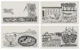 Edward Bawden, Untitled, pen and ink over pencil 13.5 x 21.5cm (4) Exhibited: The Fine Art Society Ltd.