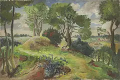 Benton End School, Untitled, a vase in a window oil on canvas 50.5 x 76.5cm