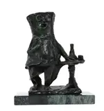 Nachum Gutman, Untitled, mounted on a verde marble base 20cm wide 13cm deep 23cm high overall