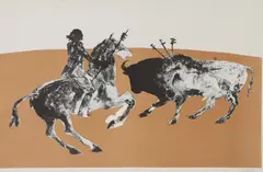 Untitled by Elisabeth Frink, Dame Elisabeth Frink CH RA (1930-1993) 'Rejoneadora III' lithograph in colours, sold Apr 2023