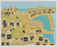 Untitled by Bryan Pearce, Bryan Pearce (1929-2007) 'St Ives from Fernlea Terrace' screenprint in colours, sold Apr 2023