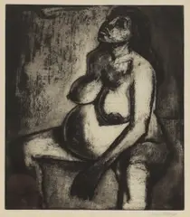 George Chapman, Untitled, George Chapman (1908-1993) Pregnant woman etching and aquatint