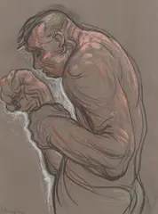 Untitled by Peter Howson, pastel and coloured chalks 29 x 22cm, sold Apr 2023