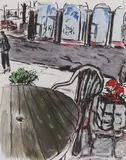 Bob Dylan, Untitled, b.1941) 'Sidewalk Café' Fine art giclée print on Hahnemühle 350gsm Museum Etching paper