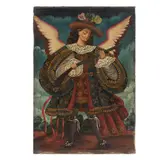 Anónimo, Arcángel arcabucero, Óleo sobre tela