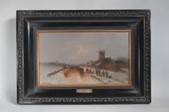 Van Straten, Dutch Port, 19th century, Oil on wood