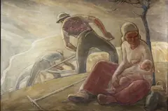 Franz Gruss, Haymaking, First half of 20th century, Oil on plywood