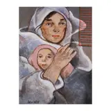 Benedicto Cabrera, Family, acrylic on handmade paper