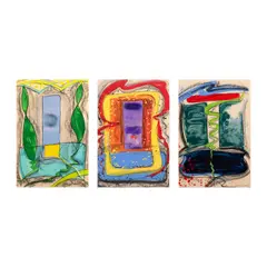Phyllis Zaballero, a.) Window V b.) Window Dreams IV c.) Window VI, b.) signed and dated 1995 (lower right) <br> acrylic and conte on fabiano paper <br> 18" x 12" (46 cm x 30 cm)
