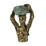 Solomon Saprid, "Jade Carrier" (One of a Series), bronze and jade
