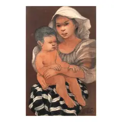 José T. Joya, Mother and Child, pastel on paper