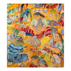 Norma Belleza, Market Scene, oil on canvas