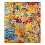 Norma Belleza, Market Scene, oil on canvas