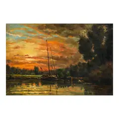 Romulo Galicano, Sunset, oil on canvas
