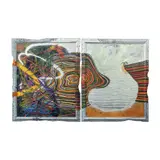Jigger Cruz, Disjointed (Diptych), oil and spray paint on canvas and wood