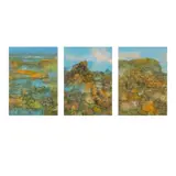 a.) Rockbound Shore by Juvenal Sansó Garrit, b.) Tidal Rocks signed (lower right and verso) ca.1980s acrylic on paper 15 1/4" x 11 1/4" (39 cm x 29 cm)<br /><br />, sold Dec 2025