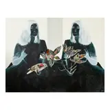 Arturo Sanchez, Contemplation, oil on canvas, collage on sand blasted mirror