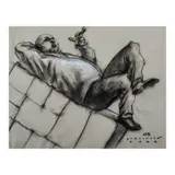 Elmer Borlongan, Study for "Beast of Burden", charcoal and white pastel on toned gray paper