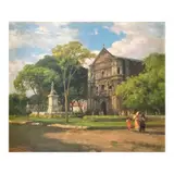 Fernando Amorsolo, Malate Church with the Statue of Isabela II, oil on canvas
