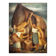 Anita Magsaysay-Ho, Pounding Rice, egg tempera on board