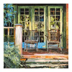 Two Patio Chairs by Francesca "Keka" Enriquez, oil on canvas, sold Sep 2025