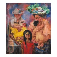 Vicente Manansala, Family, oil on canvas
