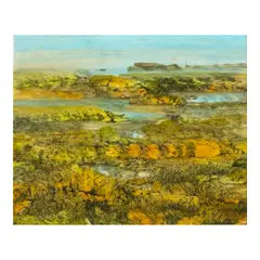 Bay at Rest by Juvenal Sansó Garrit, acrylic on paper over board, sold Sep 2025