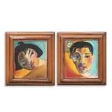 Nena Saguil, a.) Portrait of a Young Woman
b.) Portrait of a Young Man as  
Dr. Jekyll and Mr. Hyde, signed and dated 1950 (lower right)<br> oil on canvas<br> 7 1/2" x 6 1/2" (19 cm x 17 cm)