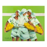 Fruit Vendors by Oscar Zalameda, oil on canvas, sold Sep 2025