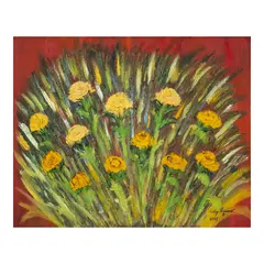 Corazon Aquino, Twelve Yellow Roses, oil on canvas