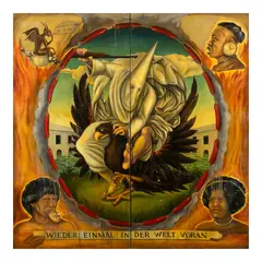 Manuel Ocampo, Once Again First in the World, oil on linen