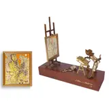 Michael Cacnio Juvenal Sansó, A Homage to Spring, sculpture: brass on wood artwork: acrylic on paper