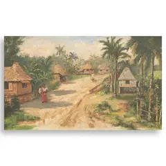 Ramón Martínez, Barrio Scene, oil on wood