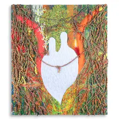 Raffy Napay, Intertwined Love, thread, acrylic, beads, and textile