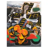 Untitled Composition by Federico Aguilar Alcuaz, oil on board, sold Jun 2025