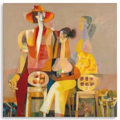 Family Vendors by Mauro Malang Santos, oil on canvas, sold Jun 2025