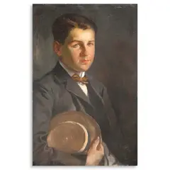 Fabián de la Rosa, Portrait of a Man with a Hat, oil on canvas