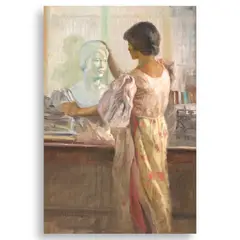 Romulo Galicano, Contemplating the Bust, oil on canvas