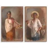 Vicente Rivera y Mir, a.) Fruit Vendor
b.) Chicken & Vegetable Vendor, pastel on paper