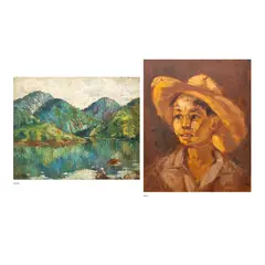 Anita Magsaysay-Ho, a.) Boy with a Hat b.) Montalban Landscape, oil on masonite