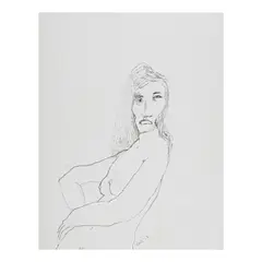 Female Figure by Onib Olmedo, pen and ink on paper, sold Mar 2025