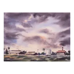 George Ng, Industrial Pollution, watercolor on paper