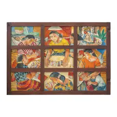 Norma Belleza, Women Playing Cards, oil on canvas
