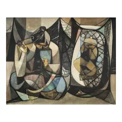 Mother and Child by Vicente Manansala, oil on canvas, sold Feb 2025