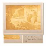 Juan Luna, Photograph, The Death of Cleopatra (La Muerte de Cleopatra), Above the dedication, a handwritten notation adding the date of the painting may be seen clearly with the numbers “881”, completing the date 1881 when it was painted
